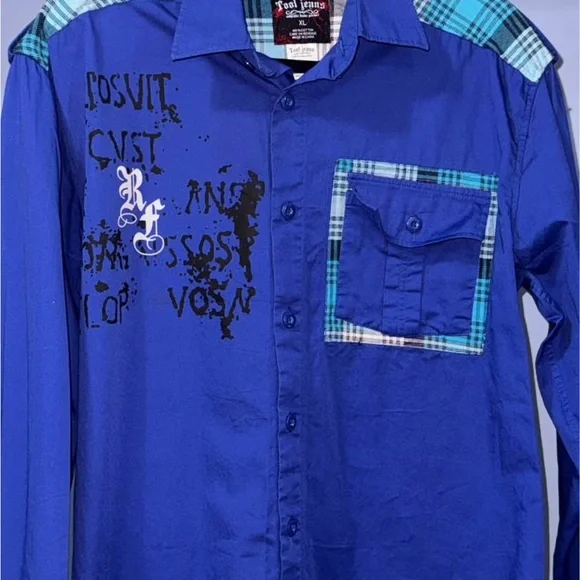 Blue Graphic Long Sleeve Shirt - Picture 2 of 3